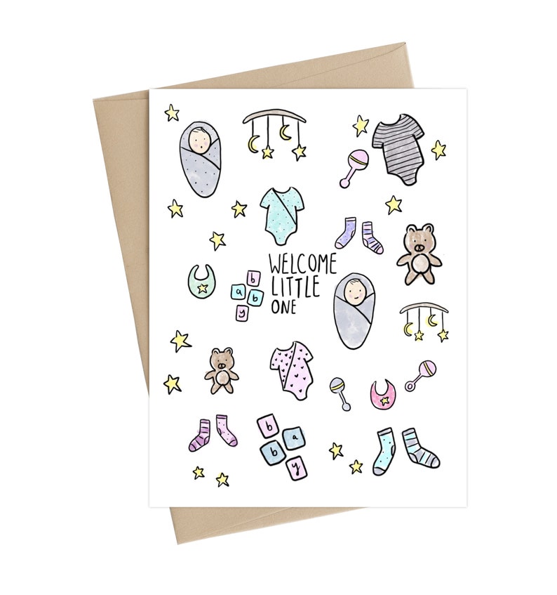 Baby Shower Card // Welcome little one // baby shower card image 1