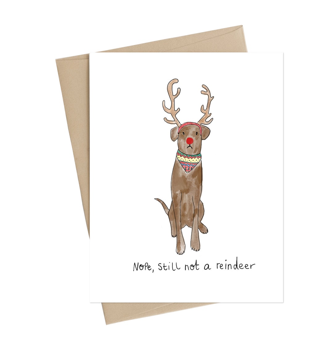Bulldog Reindeer Avanti Funny/Humorous Dog Christmas Card
