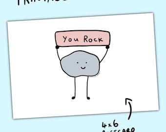 YOU ROCK Postcard // You rock // Kids valentine // teacher postcard