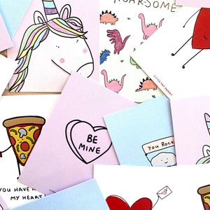 Mini-cartes de Saint-Valentin (12 cartes par paquet) // Notes de boîte à lunch // Cartes de Saint-Valentin pour enfants