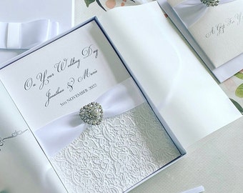 On Your Wedding Day Luxury Boxed Card with optional Money Wallet, Personalised Wedding Card with Gift Box for Bride Groom, Couple