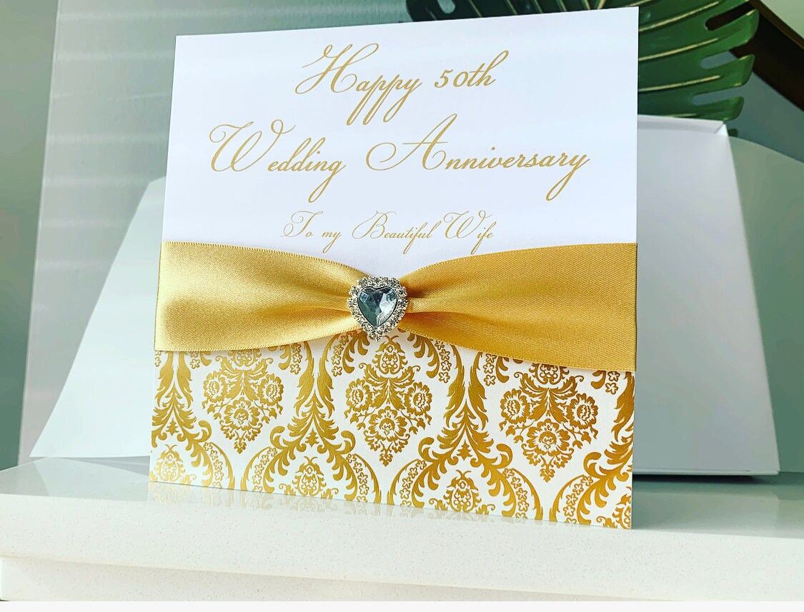 50th Golden Wedding Anniversary Card Luxury Card in Gold 50 | Etsy
