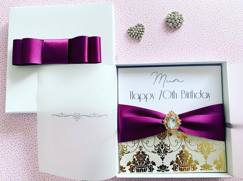 Luxury Birthday Card for Her 70th Birthday Boxed Card Gift