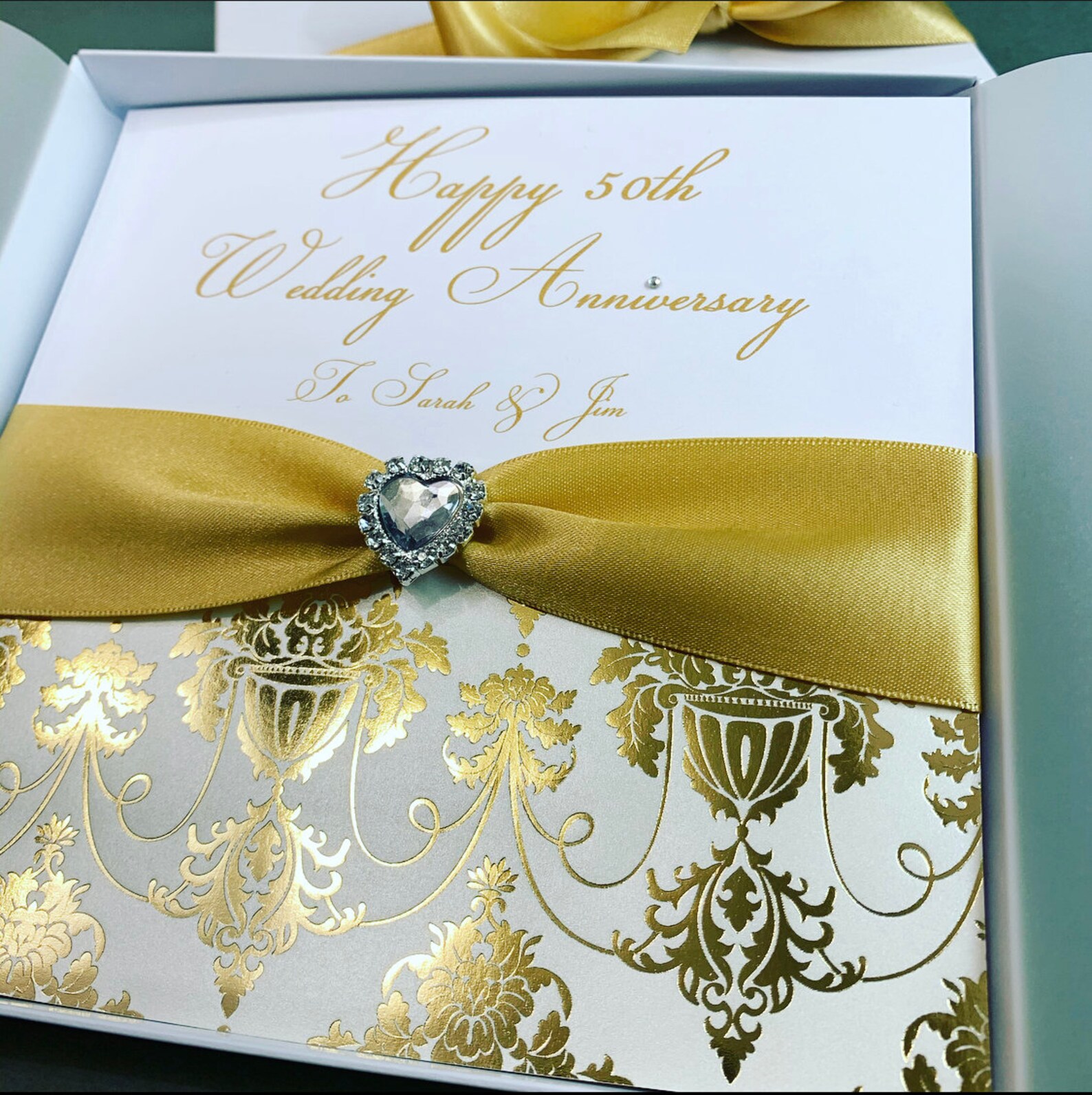 Gold 50th Wedding Anniversary Luxury Card with Gift Box 50 | Etsy
