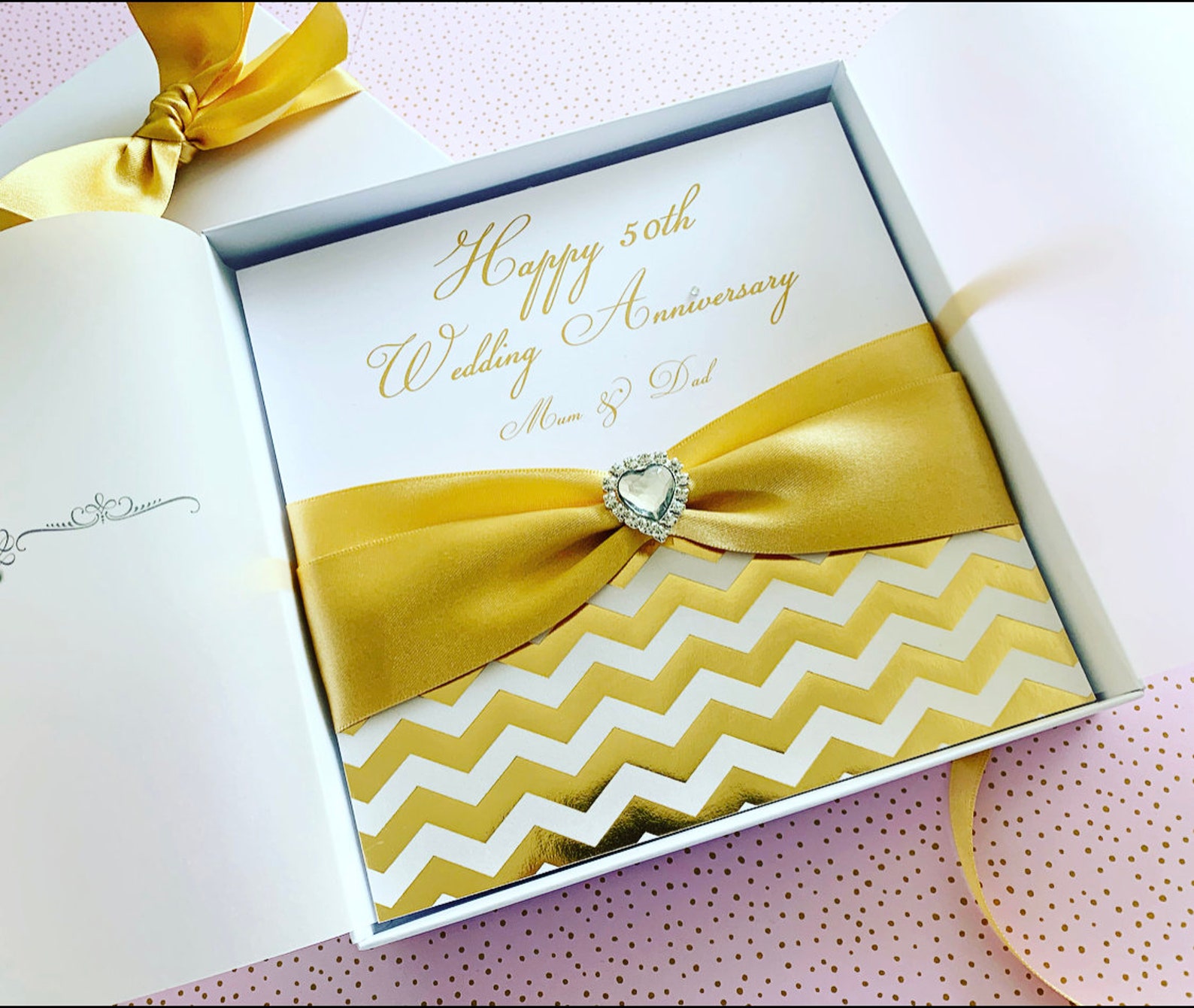 50th Anniversary Golden Wedding Card Luxury Boxed Anniversary | Etsy
