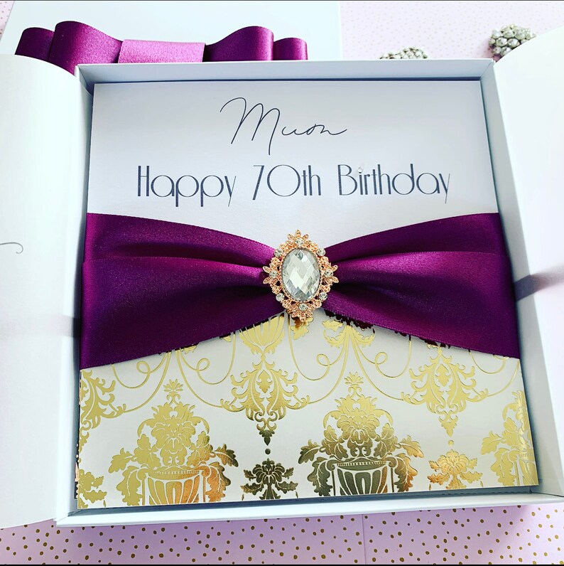 Luxury Birthday Card for Her 70th Birthday Boxed Card Gift