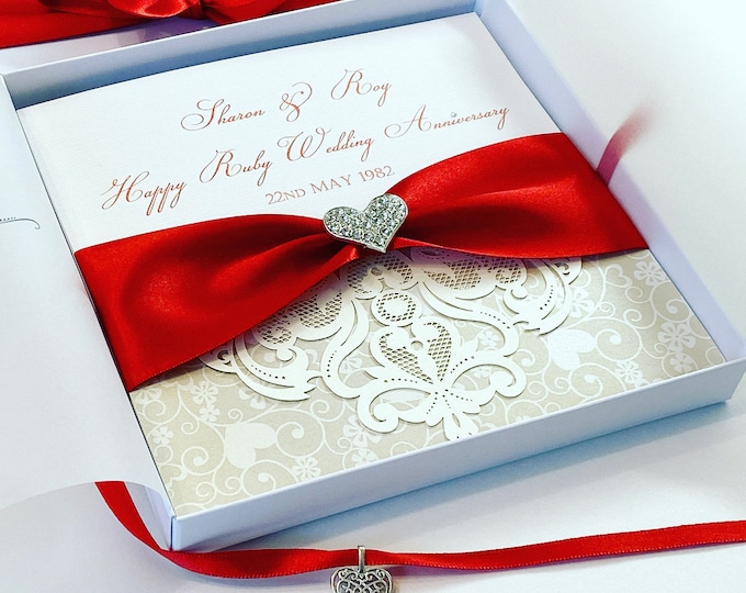 Ruby Wedding Anniversary Card, Personalised and Gift Boxed 40th ...