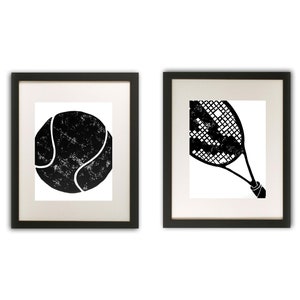 Tennis Racket Art Print hand-carved & printed 11 x 14 inches black or custom color image 4