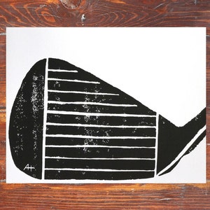 Golf Club Art Print visage en fer sculpté et imprimé à la main 11 x 14 pouces noir ou couleur personnalisée image 1