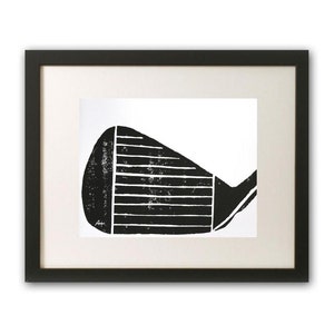 Golf Club Art Print visage en fer sculpté et imprimé à la main 11 x 14 pouces noir ou couleur personnalisée image 3