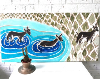 Deer Crossing Original Acrylic Painting 30 x 15 x 1.5 inches