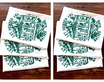 Set of 6 - Christmas Tea Towels - Spruce Green Colored