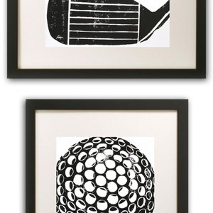 Golf Club Art Print visage en fer sculpté et imprimé à la main 11 x 14 pouces noir ou couleur personnalisée image 4