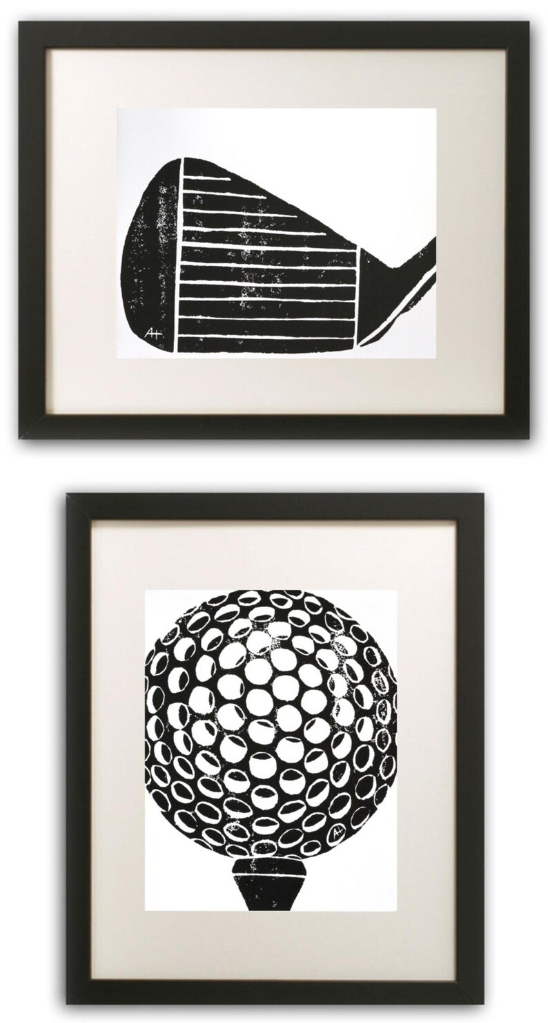 Golf Club Art Print visage en fer sculpté et imprimé à la main 11 x 14 pouces noir ou couleur personnalisée image 4