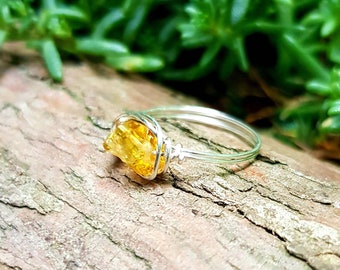 Raw Citrine Ring, 925 Sterling Silver, Natural Citrine Ring, Crystal Ring, November Birthday, Ring For Her, Unisex Ring, Anniversary Gift