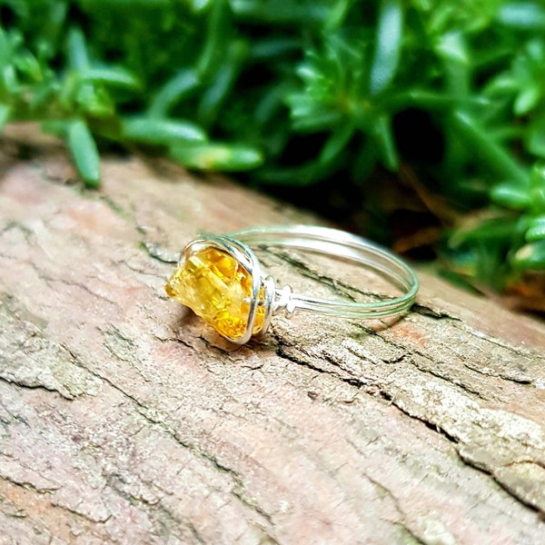 Raw Citrine Ring, 925 Sterling Silver, Natural Citrine Ring, Crystal Ring, November Birthday, Ring For Her, Unisex Ring, Anniversary Gift