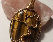 Large tiger eye tree of life pendant