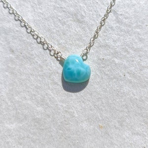 Larimar Heart Necklace: Sterling Silver Gemstone Choker