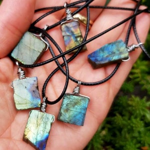 Labradorite Pendant, Mens Necklace, Gift For Teens, Magical Healing Stone, Raw Stone Necklace, Gifts For Him, Unisex, Crystal Gift, Birthday