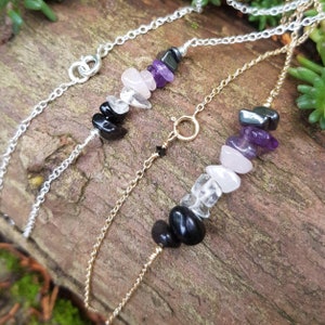 Empath Schutz Halskette, Kristallheilung, Damen Halsband, Empath, Boho, Angst, Layering, Halsketten Frauen, Kristall Bar Halskette, Geschenk