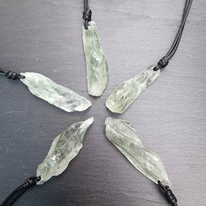 Raw Crystal Necklace, Green Amethyst Necklace, Raw Crystal Necklace, Adjustable, Mens Crystal Necklace, Empath Protection, Gift For Her Him