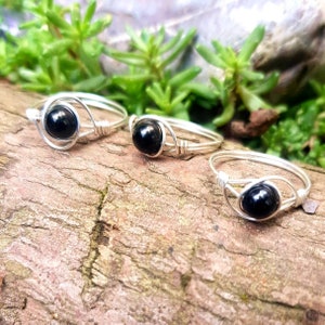Schwarzer Turmalin Ring: 925 Sterling Silber Schutzkristall