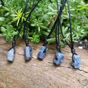 Raw Sapphire Necklace, Adjustable Cord Necklace, Crystal Choker, September Birthstone Necklace, September Birthday Gift, Throat Chakra
