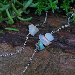 Raw Opal Necklace, 925 Sterling Silver, Womens Choker, Natural Opal Jewellery, October Birthday, Rough Opal, Gift For Her Friend