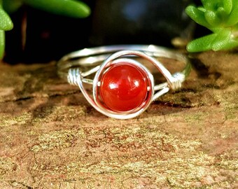 Carnelian ring, 925 Sterling Silver ring, custom made ring, Crystal ring, Natural Carnelian ring, Customizable ring, healing, gift for her