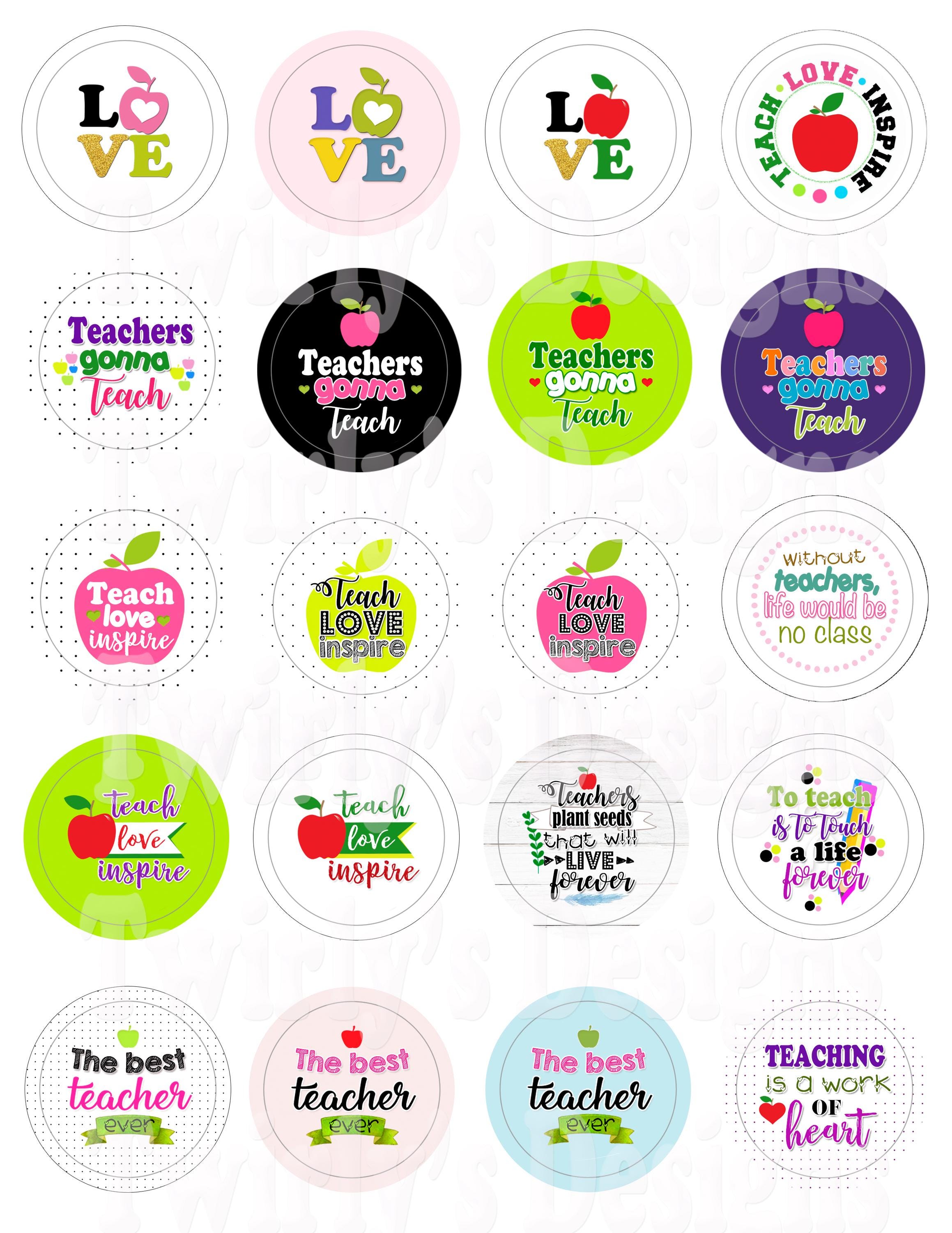 1.5 Inch INSTANT DOWNLOAD Teacher Button Images Set for Pin Back ...