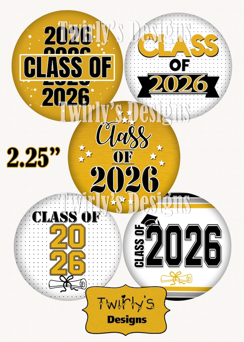 2.25" INSTANT DOWNLOAD Graduation Button Images Set for Pin Back 8.5 X ...