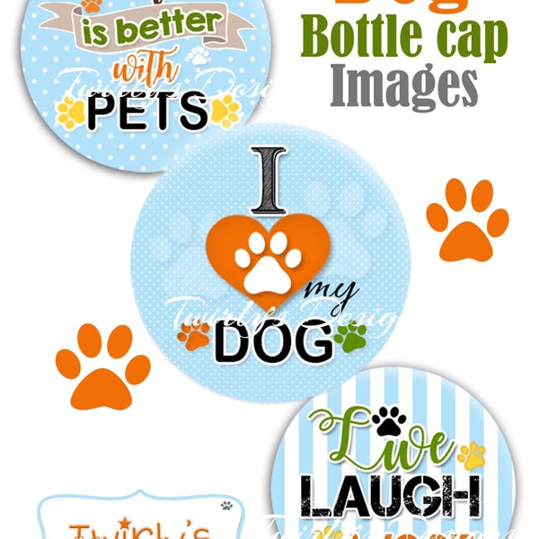 INSTANT DOWNLOAD 1" Blue Pet Dog Quotes Sayings Bottle cap images - 4 X 6 Digital Collage Sheet Cupcake topper Craft Supplies Paw Woof