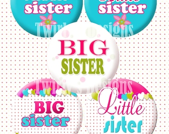 INSTANT DOWNLOAD 1" Sisters bottle cap images - 4 X 6 Digital Collage Sheet  Cupcake toppers Bottle cap necklace Key Chain Craft Supplies #4