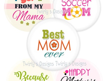 INSTANT DOWNLOAD 1" Mother's Day  bottle cap images -4 X 6 Digital Collage Sheet Best Mom Cupcake topper Key chain Craft Supplies Jewelry #2