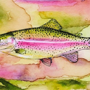 Rainbow trout, trout print, fishing print, fishing art, outdoorsy art, gift for him