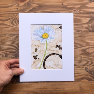 Daisy wall art, Daisy Painting, Daisy art Print, Daisy Art, Flower Painting, Gift for her, Gift for mom, Matted prints, Daisy gift