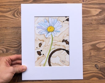 Daisy wall art, Daisy Painting, Daisy art Print, Daisy Art, Flower Painting, Gift for her, Gift for mom, Matted prints, Daisy gift