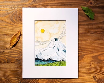 Mount Hood, Mount Hood Print, Mount Hood Art, Oregon Art, mountain art, mountain print, watercolor mountain