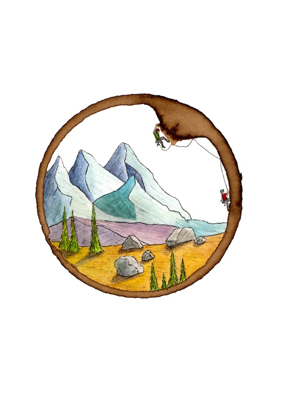 Climb On Climbing Art Mountain Art Watercolor Art Wall Etsy