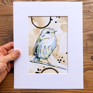 Bird print, bird art, bird painting, watercolor painting, coffee art, gift for her