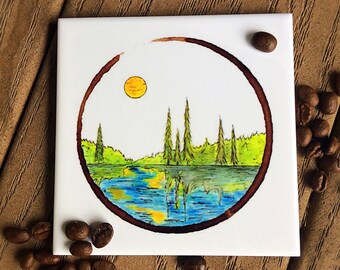 Tile Coaster, drinkware, coaster set, home decor, home & living, gift for him, gift for her, art coaster