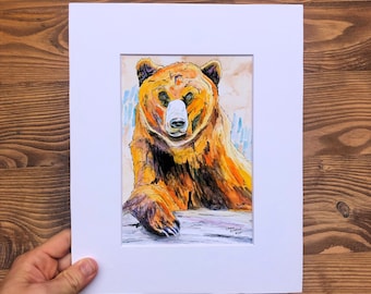 Bear Print, bear painting, bear artwork, bear watercolor painting