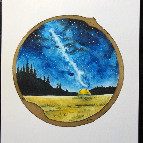 Field Of Dreams Night Sky Painting Galaxy Painting Camping Etsy