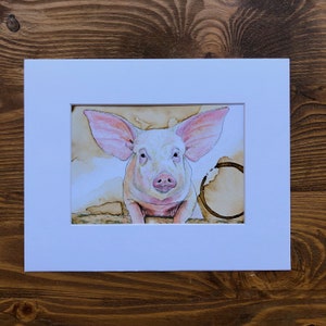 Pig, Pig Print, Pig Painting, Animal art, Farm animals, Coffee art, Watercolor painting image 3