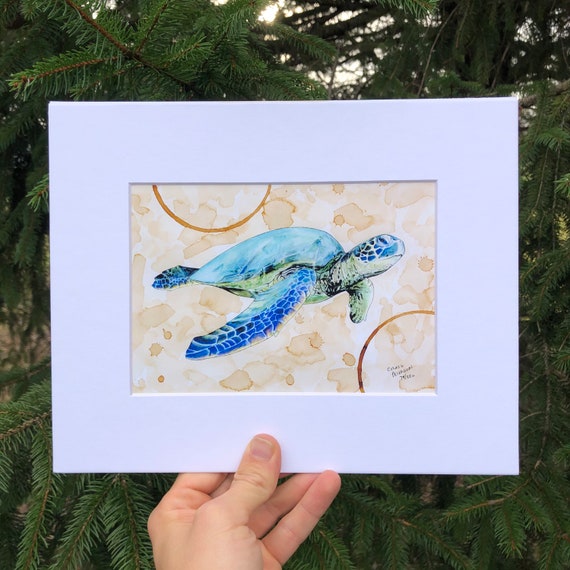 Sea Turtle Print, Watercolor Painting, Sea Turtle Painting, Ocean Art, Wall Art, Turtle Print, Sea Turtle Art, Coffee Art