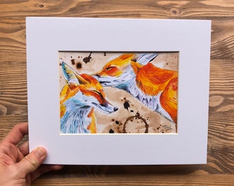 Foxes Art Print, fox gift, Fox wall art, fox print, fox art, nature inspired wall art