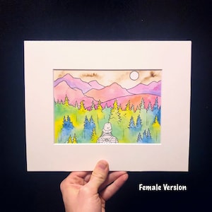 Hiking art, hiking print, mountain art, watercolor painting, outdoorsy art