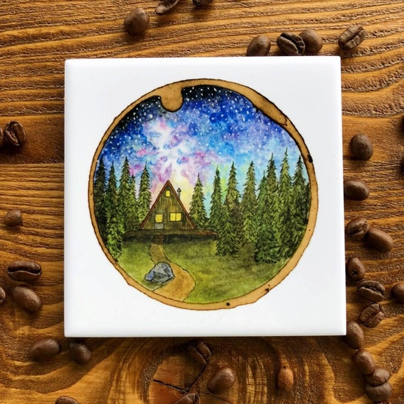 Tile Coaster Among The Pines Cabin In The Woods Tile Etsy