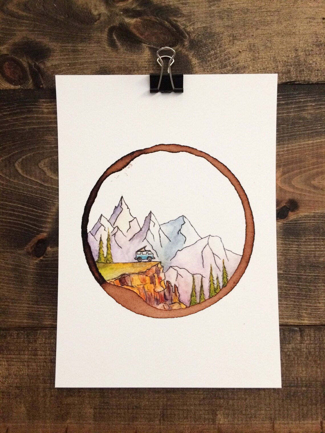 Escape the Ordinary Coffee Ring Art Watercolor Print Art Etsy
