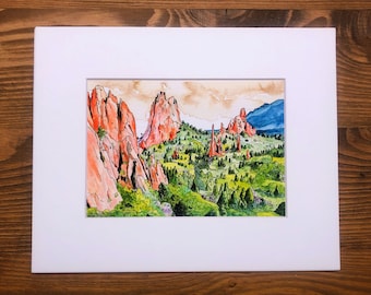 Garden of the Gods Print, Garden of the Gods watercolor painting, watercolor print, Colorado prints